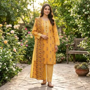 3-Piece Straight Kurta Pant Suit Set with Dupatta.