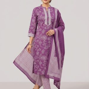Women's Printed Straight Kurta Pant Set with Dupatta